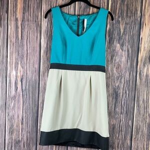 Kensie Color Block Dress Teal & Faux Leather
(Size M)